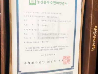 Chứng nhận Korea GAP cho Nấm linh chi Imsil Nonghuyp cao cấp Hàn quốc